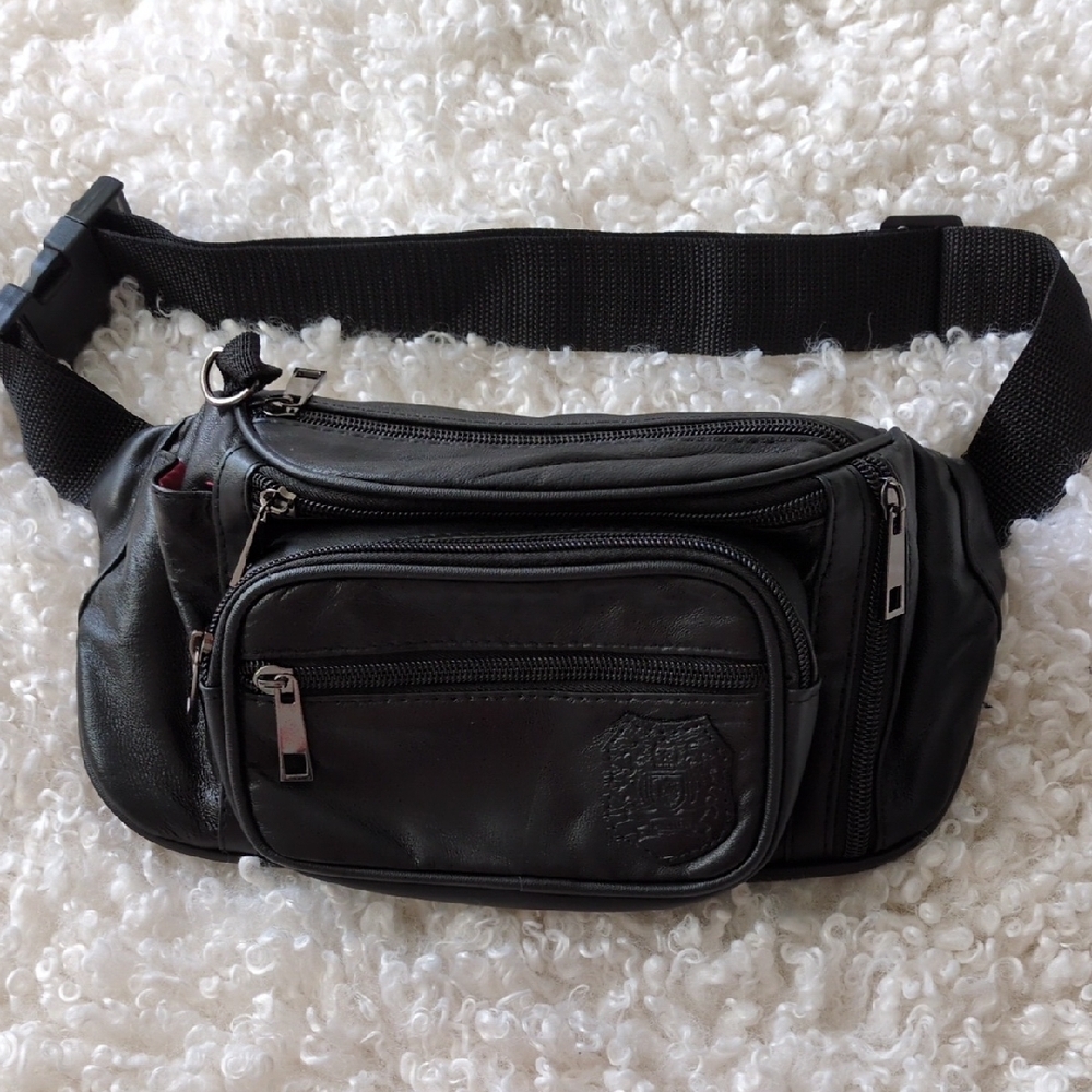 Black Leather Waist Bag